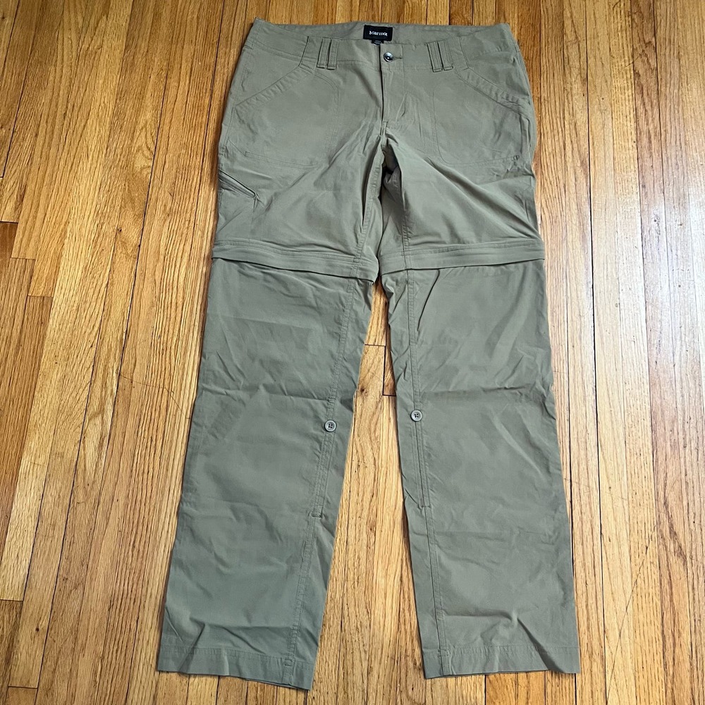 Marmot Pants Womens 10 Tan Convetible Zip Off Shorts Nylon Hiking fit like a 12